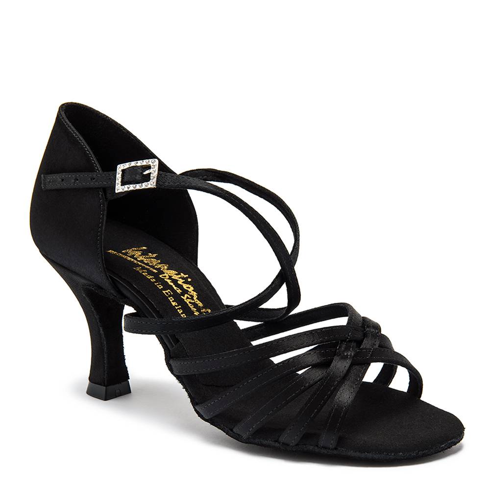 Flavia - Black Satin, Ladies Latin Dance Shoes (Pictured on the 2.5" IDS Heel)