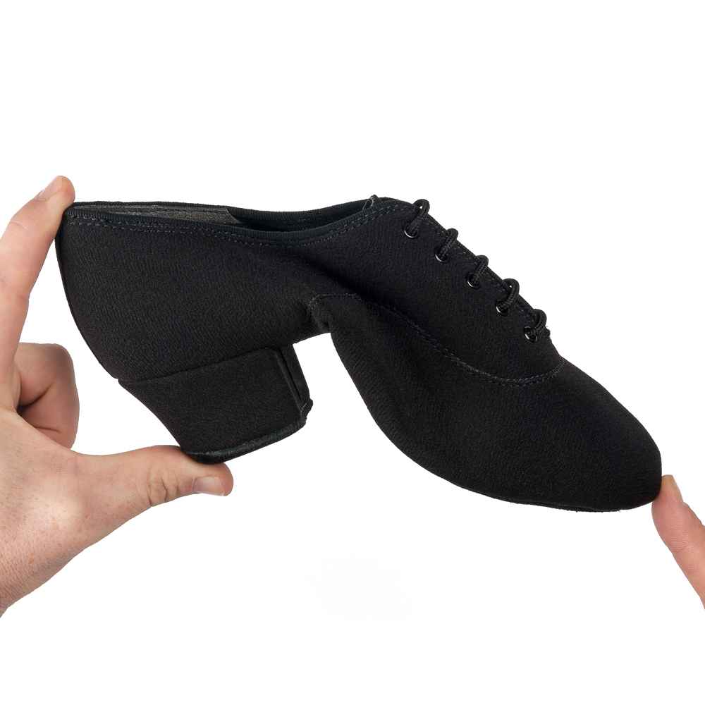 Rumba - Black Lycra, Flexible Mens Latin Dance Shoes (Pictured on the 1.5" Spanish Heel)