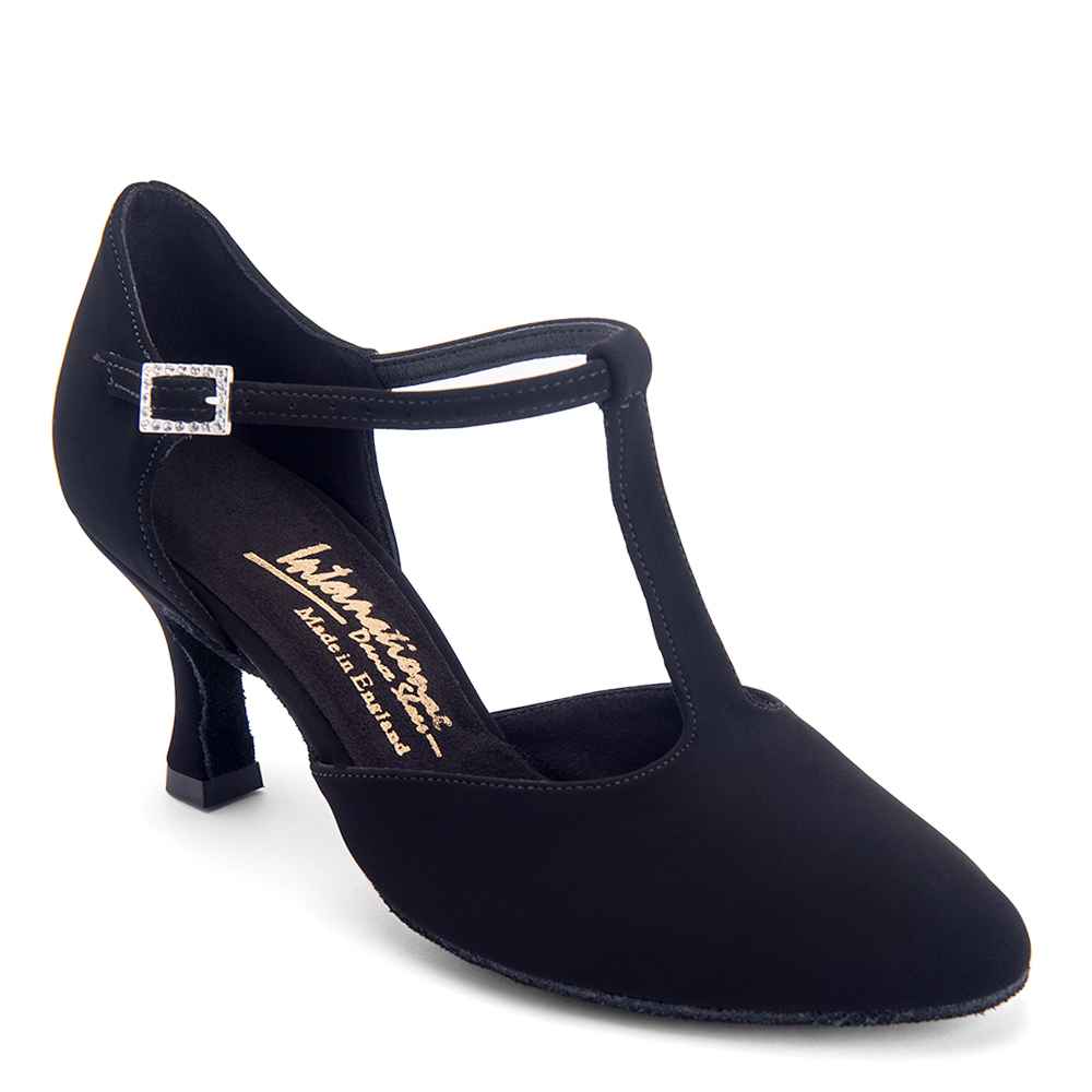 Zoe - Black Nubuck, Ladies Social, American Smooth and Teaching and Practice Ballroom and Latin Dance Shoes (Pictured on the 2.5" IDS Heel)