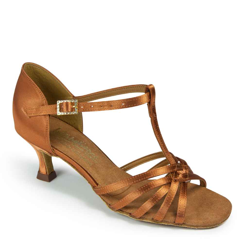 Vegan Bela - Tan Satin, Animal Free Ladies Latin Dance Shoes (Pictured on the 2" IDS Heel which is perfect for Juniors)