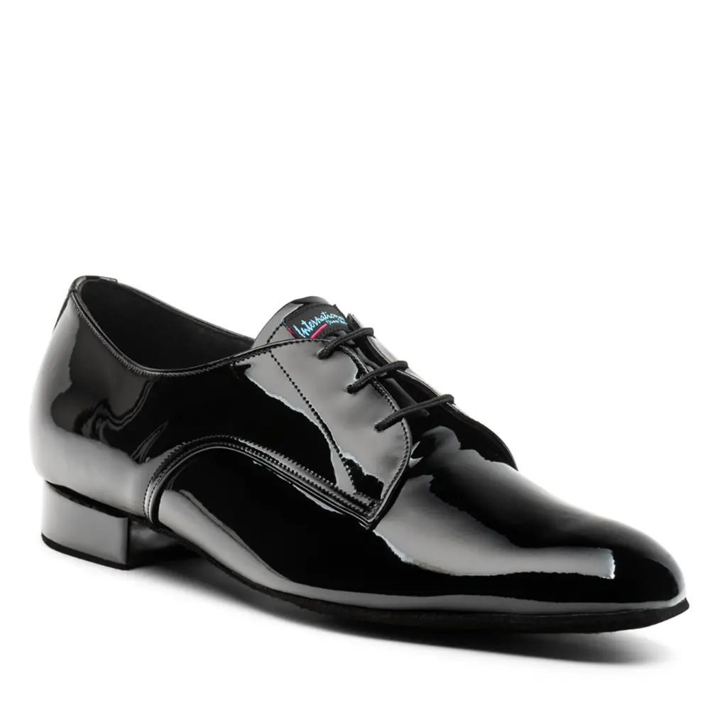 Vegan Gibson - Black Patent, Animal Free Mens Ballroom Dance Shoes (Pictured on the 1" Gibson Heel)