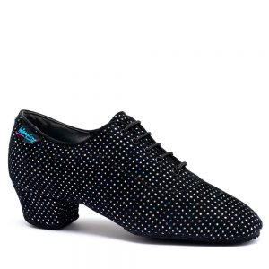 Vegan Heather Split - Black/Silver Hologram, Animal Free Split Sole Ladies Teaching and Practice Dance Shoes (Pictured on the 1.5" Heather Heel)