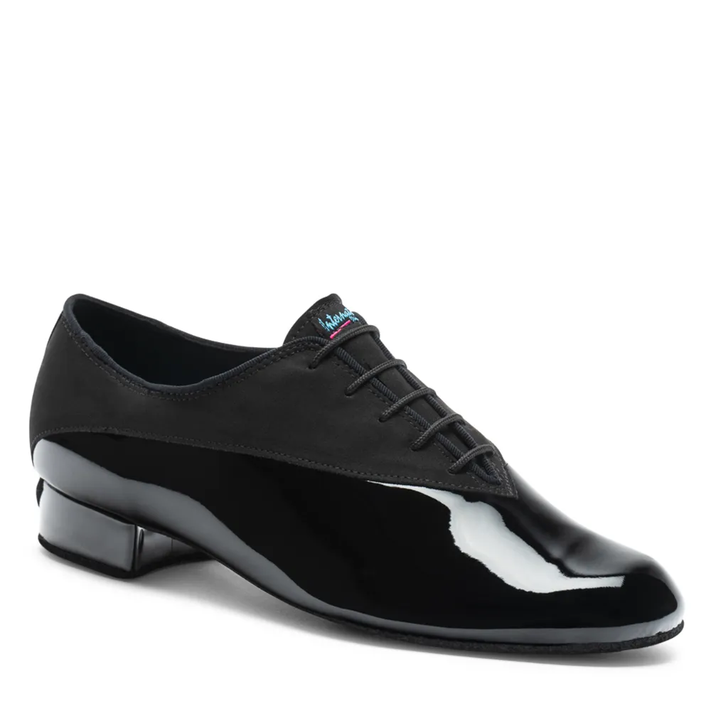 Vegan Pino Flex - Black Patent/Black Nubuck, Animal Free Split Sole Mens Ballroom Dance Shoes (Pictured on the 1" Gibson Heel)