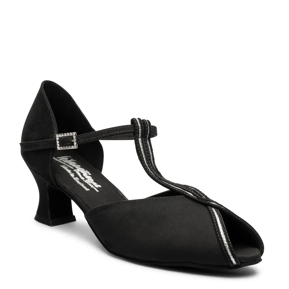 Vegan Vienna Sequin - Black Nubuck/Silver Sequin, Animal Free Ladies Comfort Fit Social Ballroom and Latin Dance Shoes (Pictured on the 2" Teatro Heel)