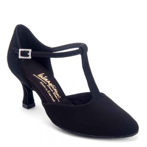 Vegan Zoe - Black Nubuck with a Rounded Toe, Animal Free Ladies Social Ballroom and Latin Dance Shoes (Pictured on the 2.5" IDS Heel)