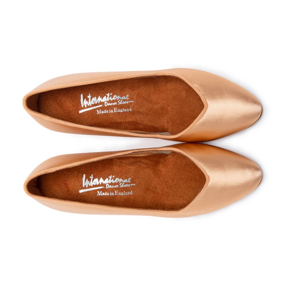 Vegan ICS Vista - Peach Satin, Animal Free Ladies Ballroom Dance Shoes (Pictured on the 2.5" IDS Heel)