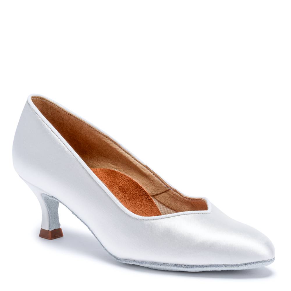 Vegan ICS Vista - White Satin, Animal Free Ladies Ballroom Dance Shoes (Pictured on the 2" IDS Heel)