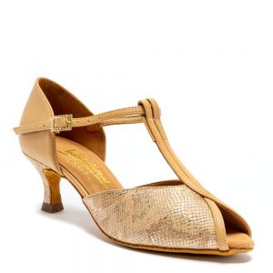 Vegan Vienna - Beige/Beige Snake, Animal Free Ladies Comfort Fit Social Ballroom and Latin Dance Shoes (Pictured on the 2" IDS Heel)