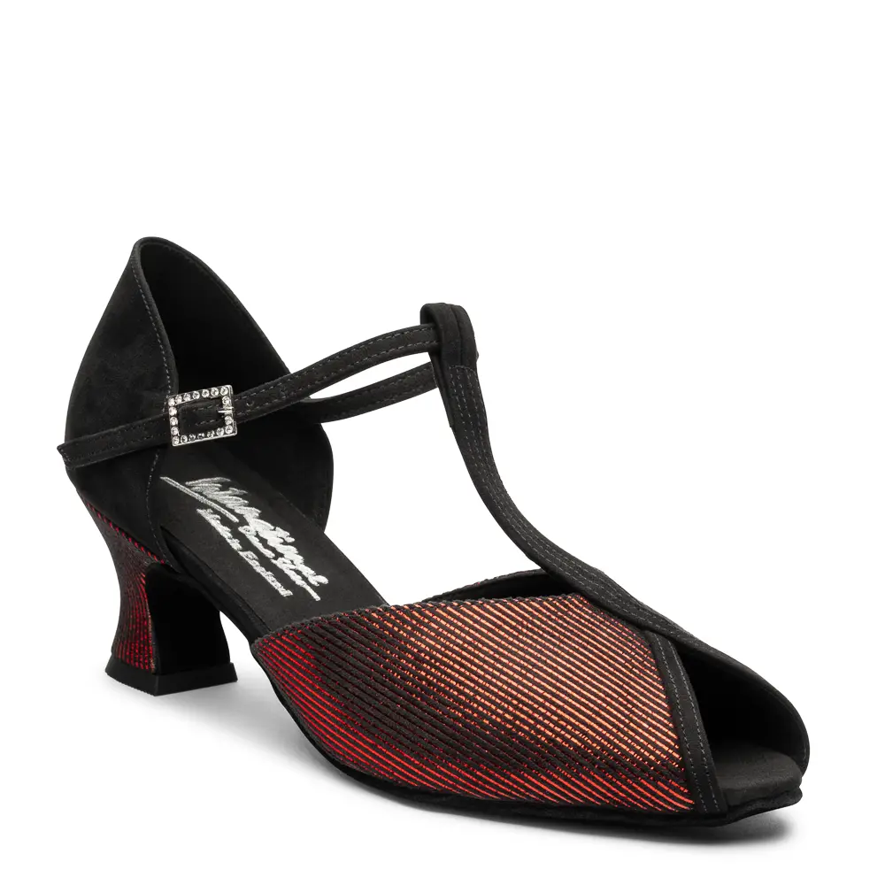 Vienna - Black Nubuck/Red Laser, Ladies Comfort Fit Social Ballroom and Latin Dance Shoes (Pictured on the 2" Teatro Heel)