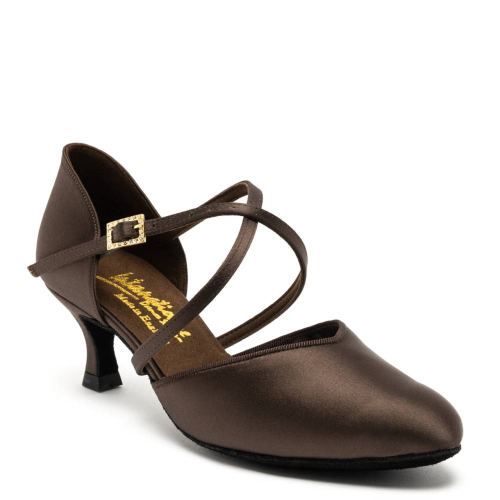 American Smooth - Espresso Satin, Ladies American Smooth Dance Shoes (Pictured on the 2" IDS Heel)