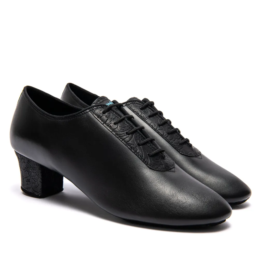 F33 - Black Calf/Fiori, Mens Latin Dance Shoes (Pictured on the 2" Spanish Heel)