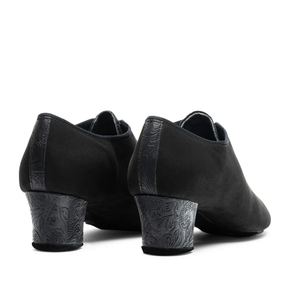 F33 - Black Nubuck/Fiori, Mens Latin Dance Shoes (Pictured on the 2" Spanish Heel)