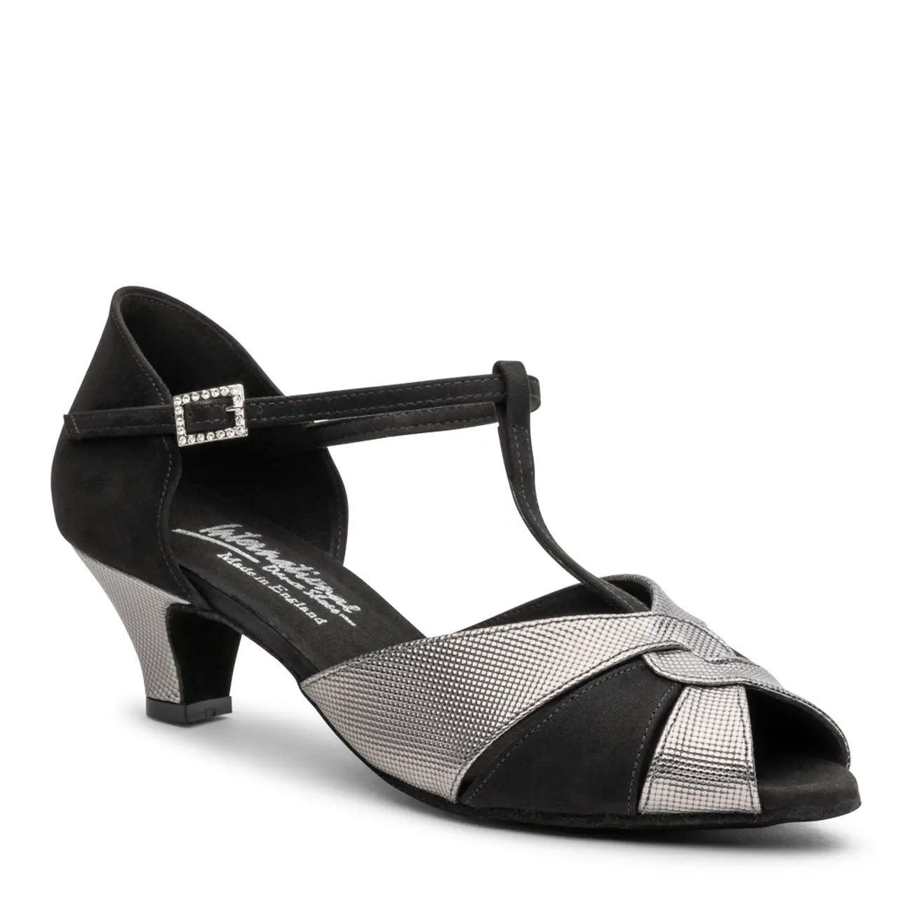 2002 - Black Nubuck/Steel Pixel, Ladies Comfort Fit Social Ballroom and Latin Dance Shoes (Pictured on the 1.5" Junior Heel)