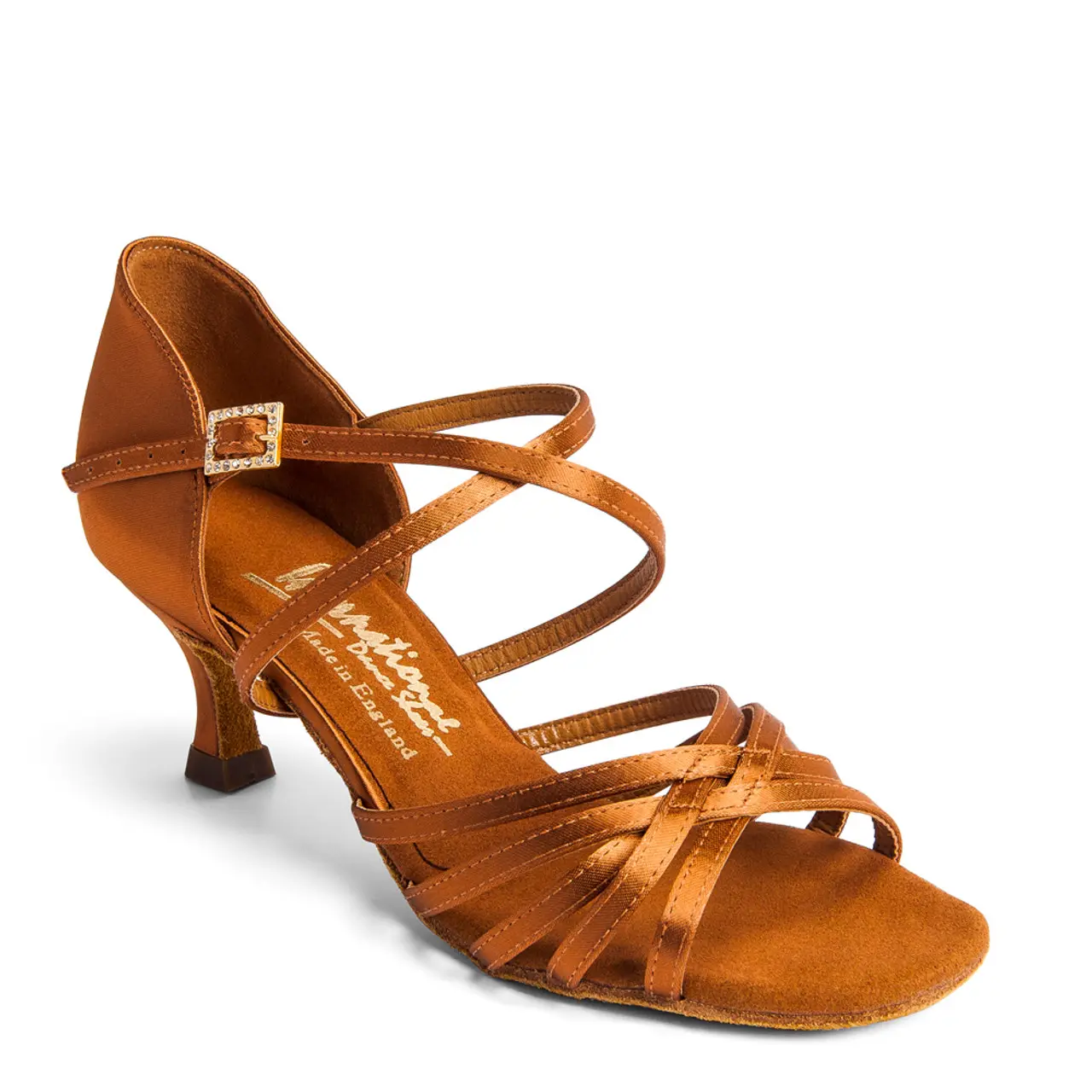Flavia - Tan Satin, Ladies Latin Dance Shoes (Pictured on the 2" IDS Heel)